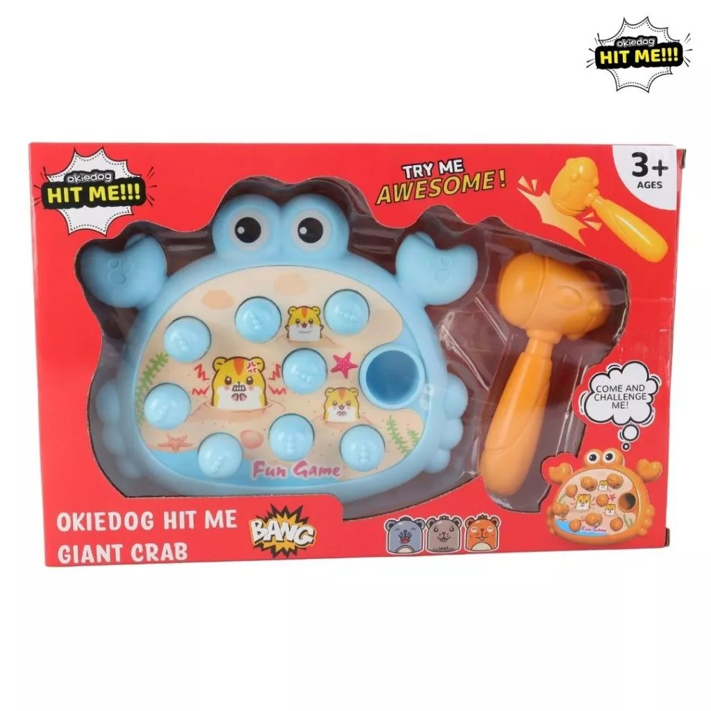 Okiedog Hit Me Giant Crab - Mainan Pukul Palu Hewan Kepiting Lucu