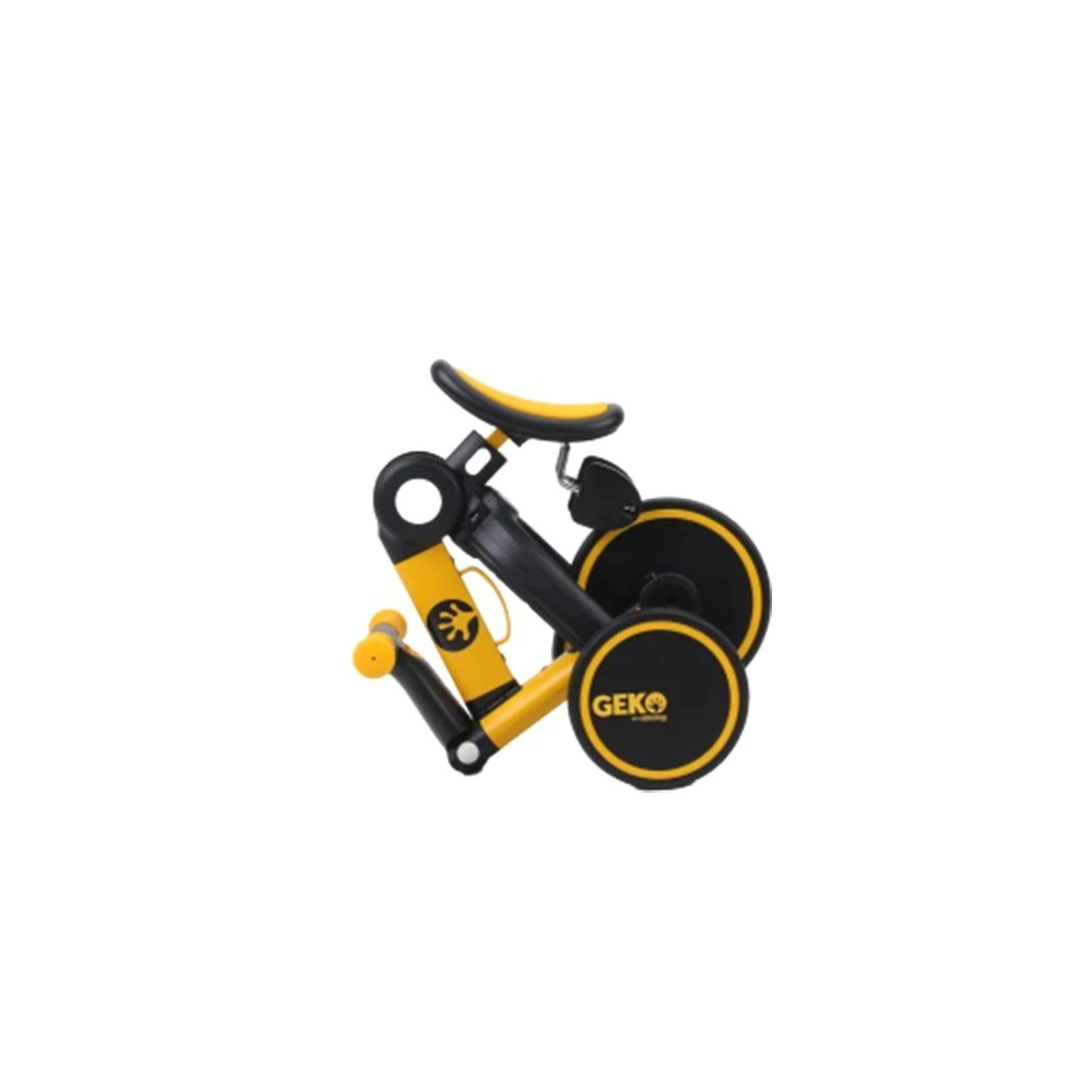 Geko 5in1 Compact Folding Trike Yellow With Stick