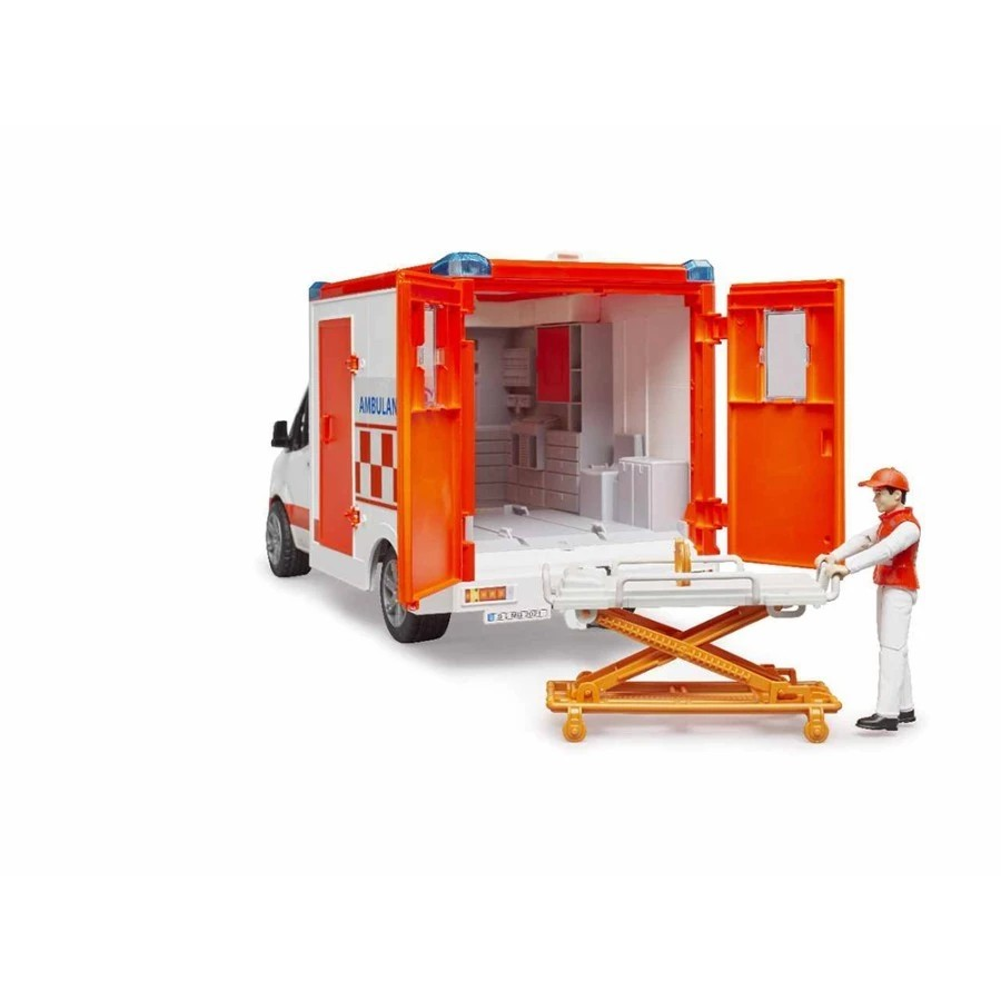 Bruder 2676 MB Sprinter Ambulance with Driver & L+S Module - Mainan Miniatur Mobil Ambulans