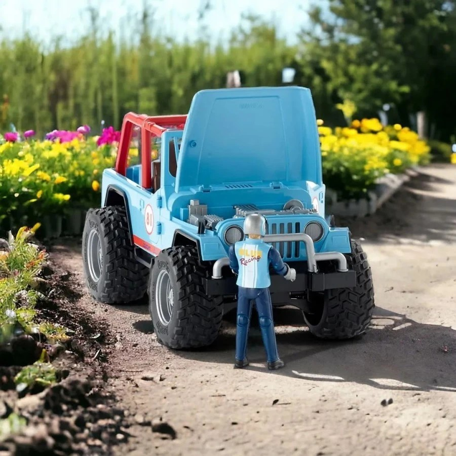 Bruder 2541 Jeep Cross Country Racer Blue with Driver - Mainan Miniatur Mobil Balap & Pengemudi