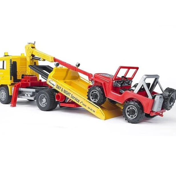 Bruder 2750 MAN TGA Breakdown Truck with Cross Country Vehicle - Mainan Miniatur Truk Derek