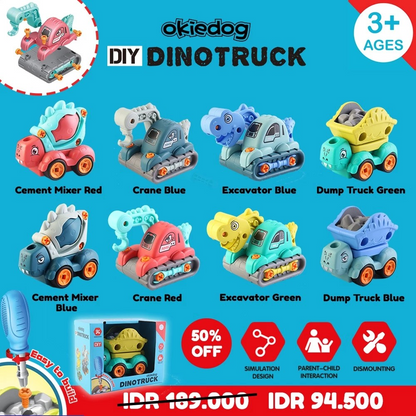 Okiedog DIY Dino Truck - Mainan Bongkar Pasang Anak