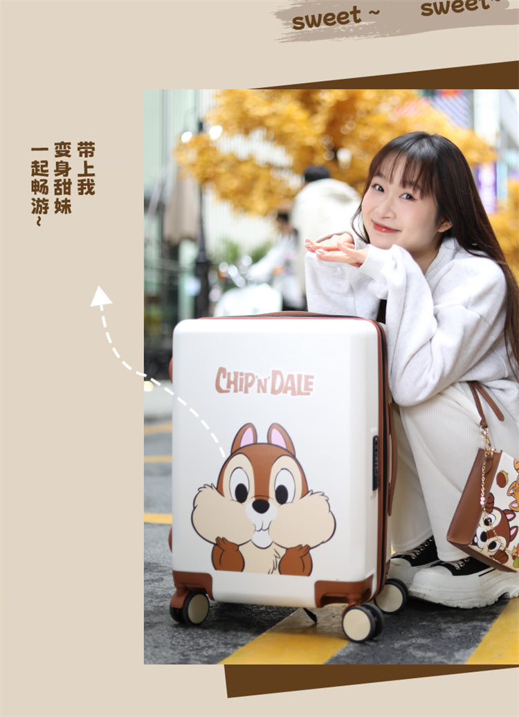 Mesuca Chip and Dale Traveling Suitcase 20" - Koper Travel Disney Premium Tahan Banting
