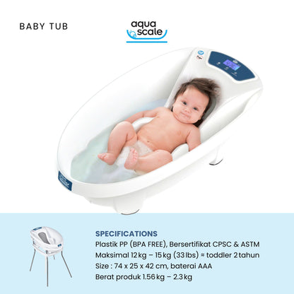 AquaScale 3in1 – Bak Mandi Bayi Digital + Timbangan & Termometer