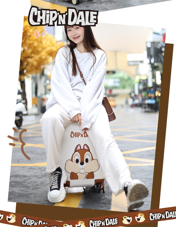 Mesuca Chip and Dale Traveling Suitcase 20" - Koper Travel Disney Premium Tahan Banting
