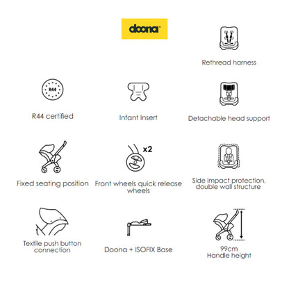 Doona 2in1 Car Seat & Stroller - Kereta Dorong Bayi Praktis, Nyaman & Aman