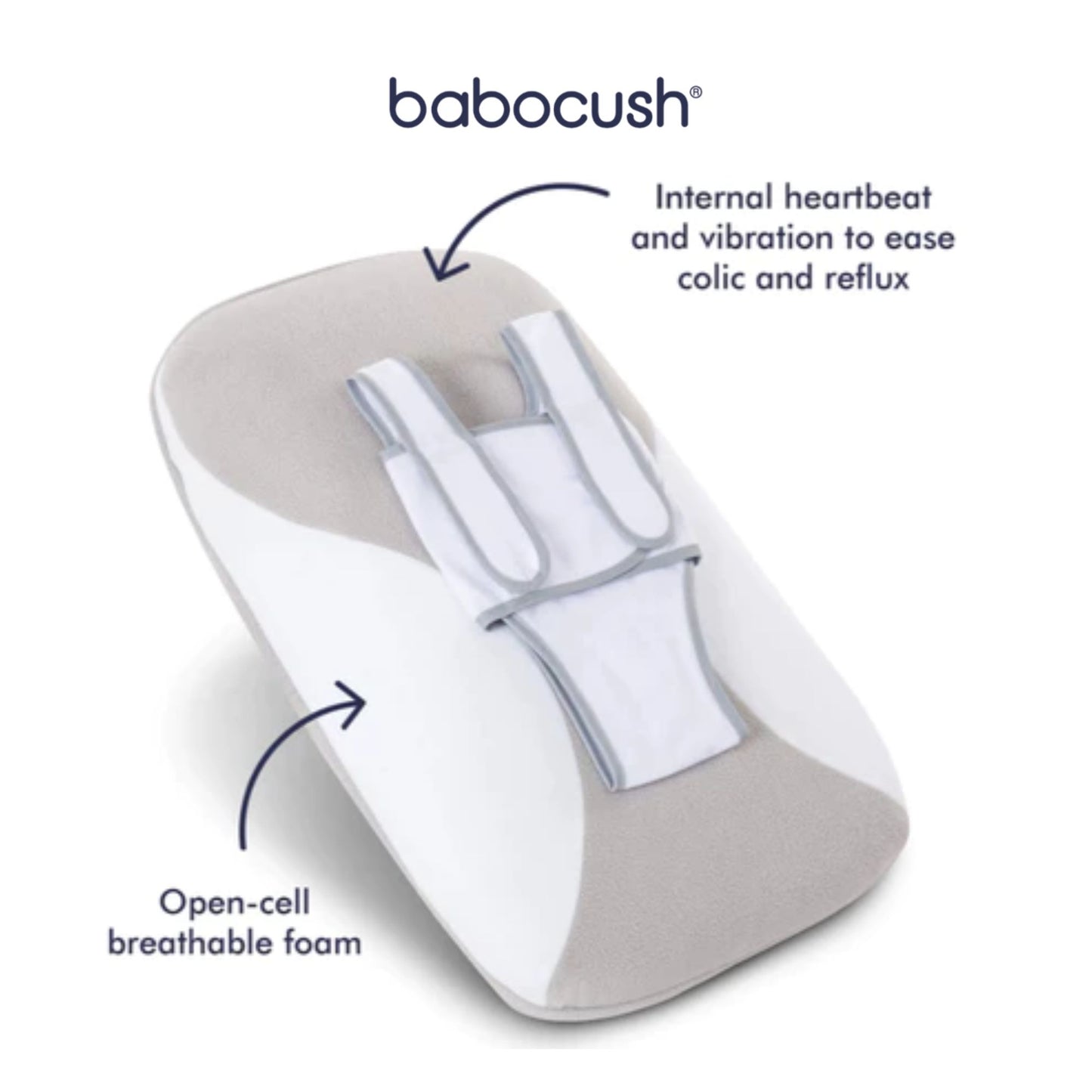 Babocush Newborn Comfort Cushion - Kasur anti kolik terdapat suara detak jantung dan getar