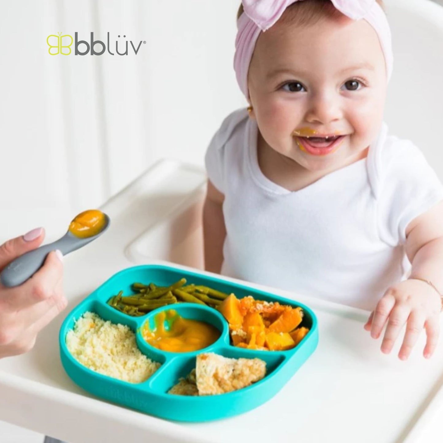 Bbluv Yumi Silicone Plate & Spoon Set - Perlengkapan Makan Anak Praktis dan Anti Tumpah