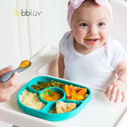 Bbluv Yumi Silicone Plate & Spoon Set - Perlengkapan Makan Anak Praktis dan Anti Tumpah