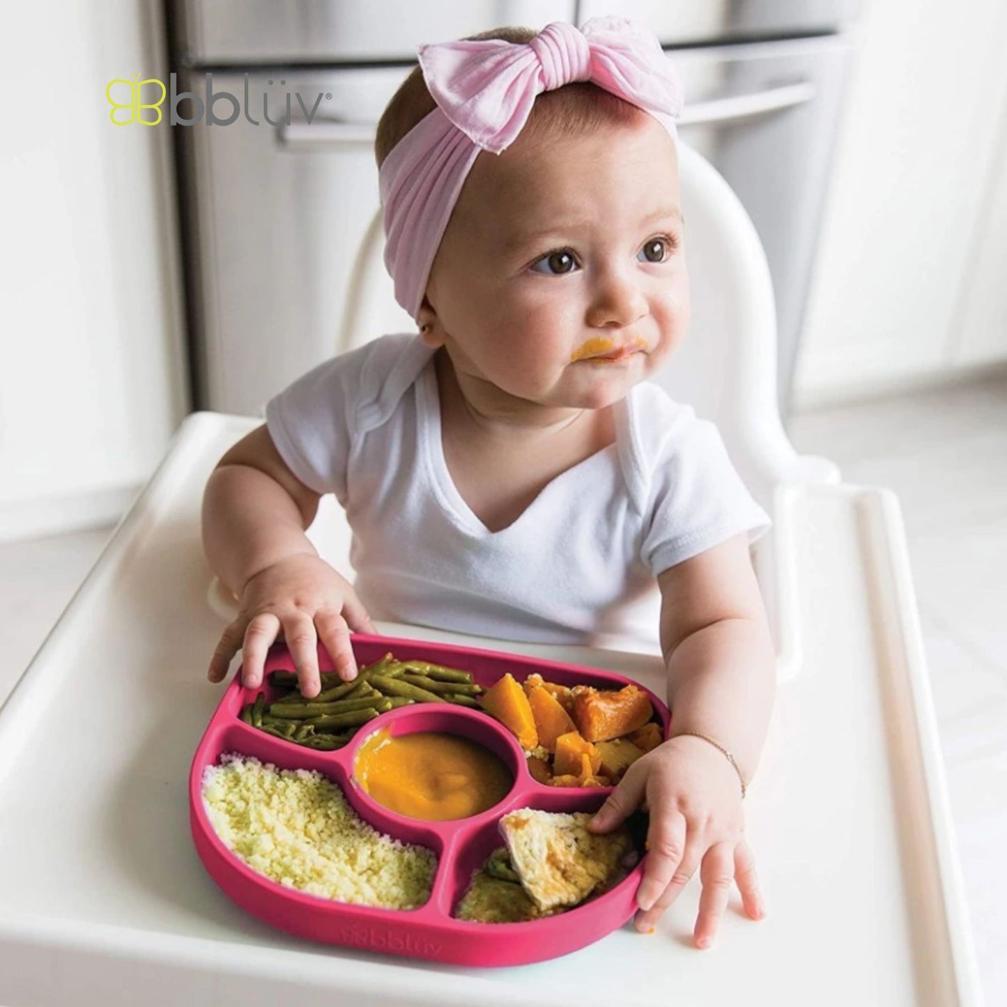 Bbluv Yumi Silicone Plate & Spoon Set - Perlengkapan Makan Anak Praktis dan Anti Tumpah