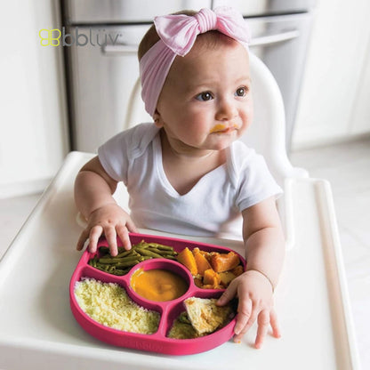 Bbluv Yumi Silicone Plate & Spoon Set - Perlengkapan Makan Anak Praktis dan Anti Tumpah