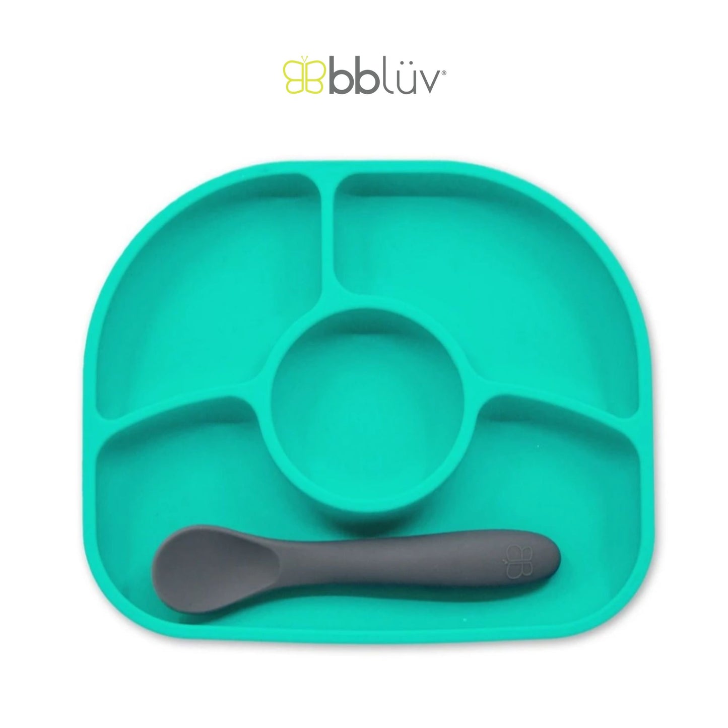 Bbluv Yumi Silicone Plate & Spoon Set - Perlengkapan Makan Anak Praktis dan Anti Tumpah