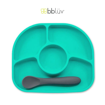 Bbluv Yumi Silicone Plate & Spoon Set - Perlengkapan Makan Anak Praktis dan Anti Tumpah