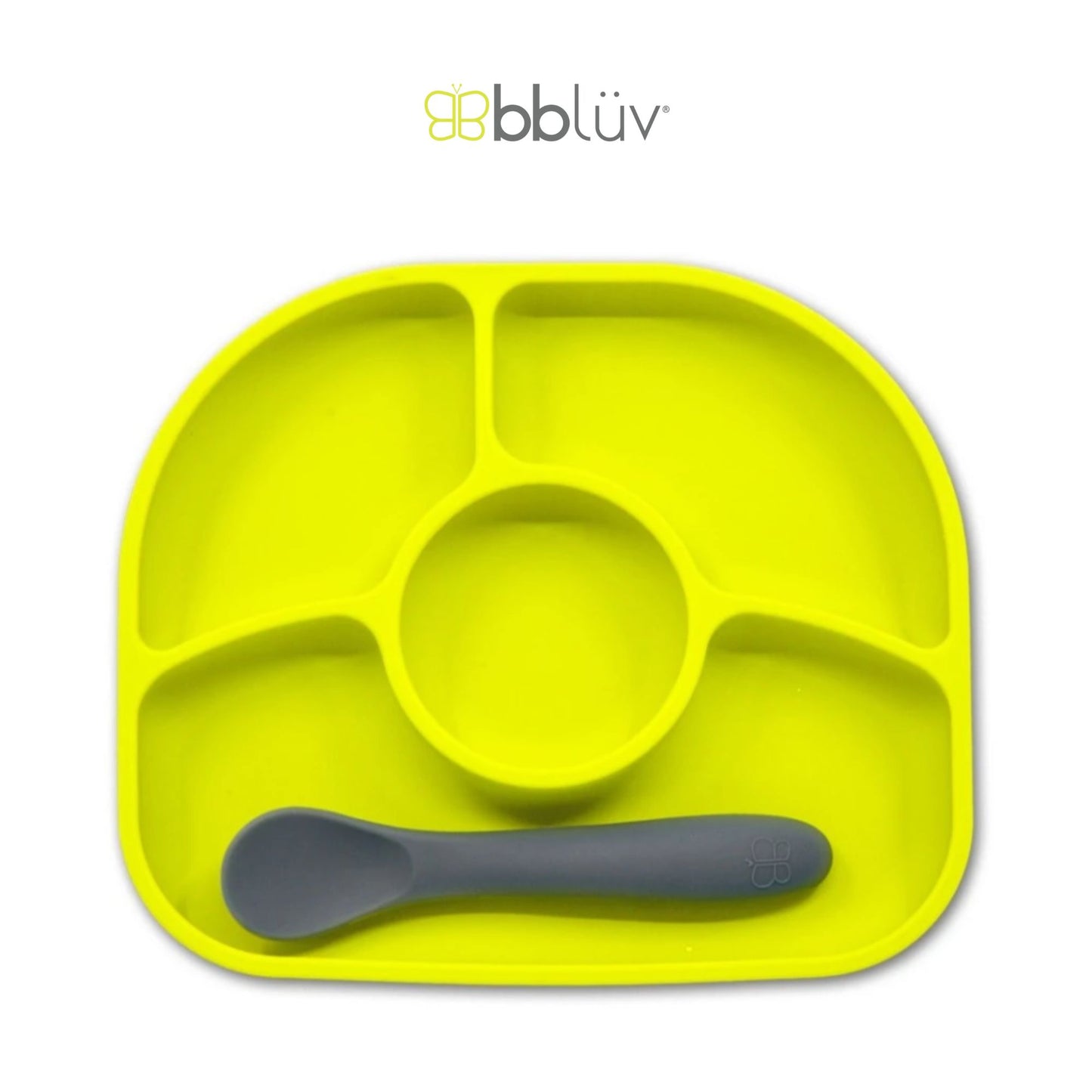 Bbluv Yumi Silicone Plate & Spoon Set - Perlengkapan Makan Anak Praktis dan Anti Tumpah