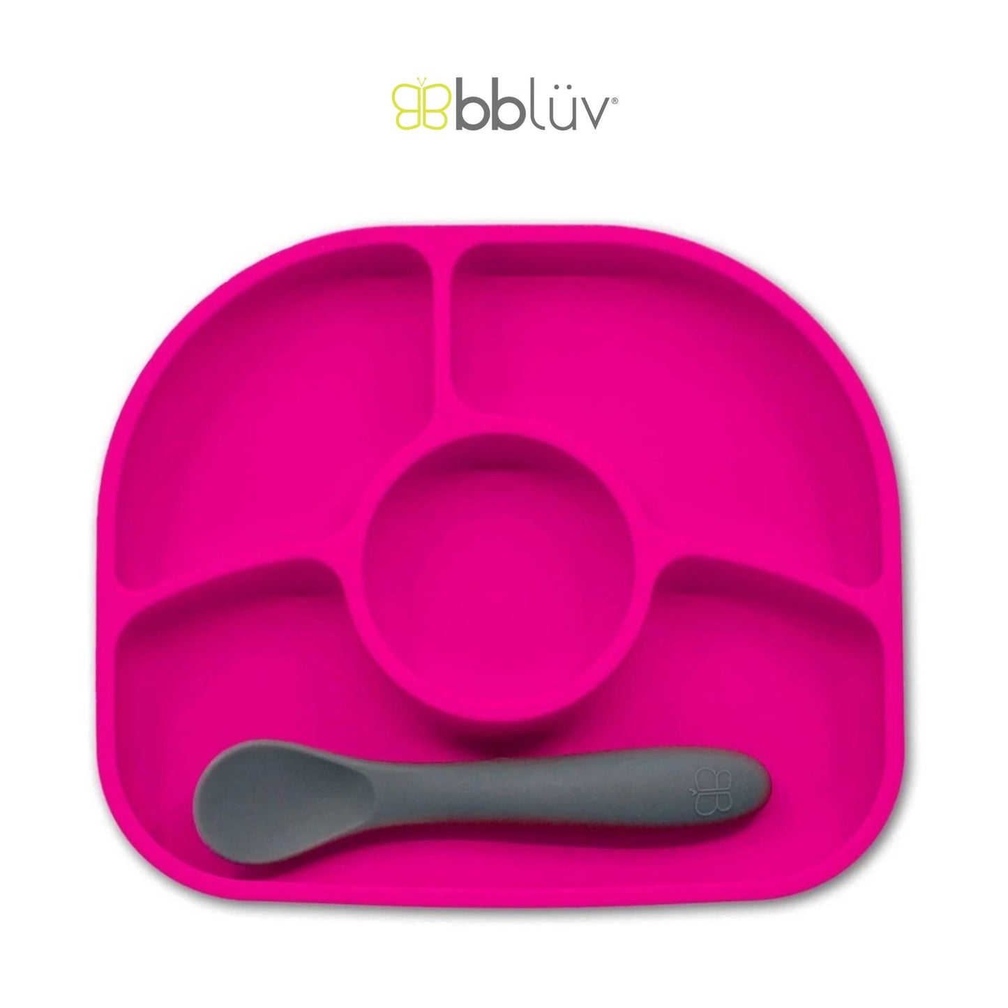 Bbluv Yumi Silicone Plate & Spoon Set - Perlengkapan Makan Anak Praktis dan Anti Tumpah