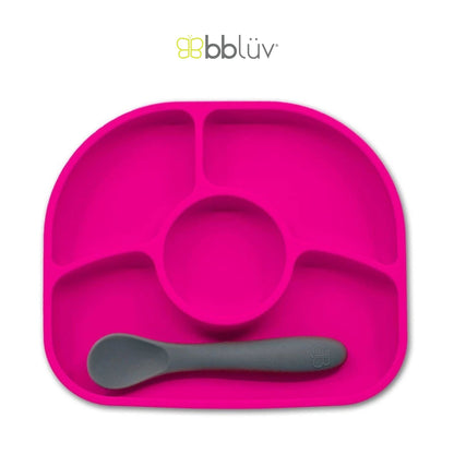 Bbluv Yumi Silicone Plate & Spoon Set - Perlengkapan Makan Anak Praktis dan Anti Tumpah