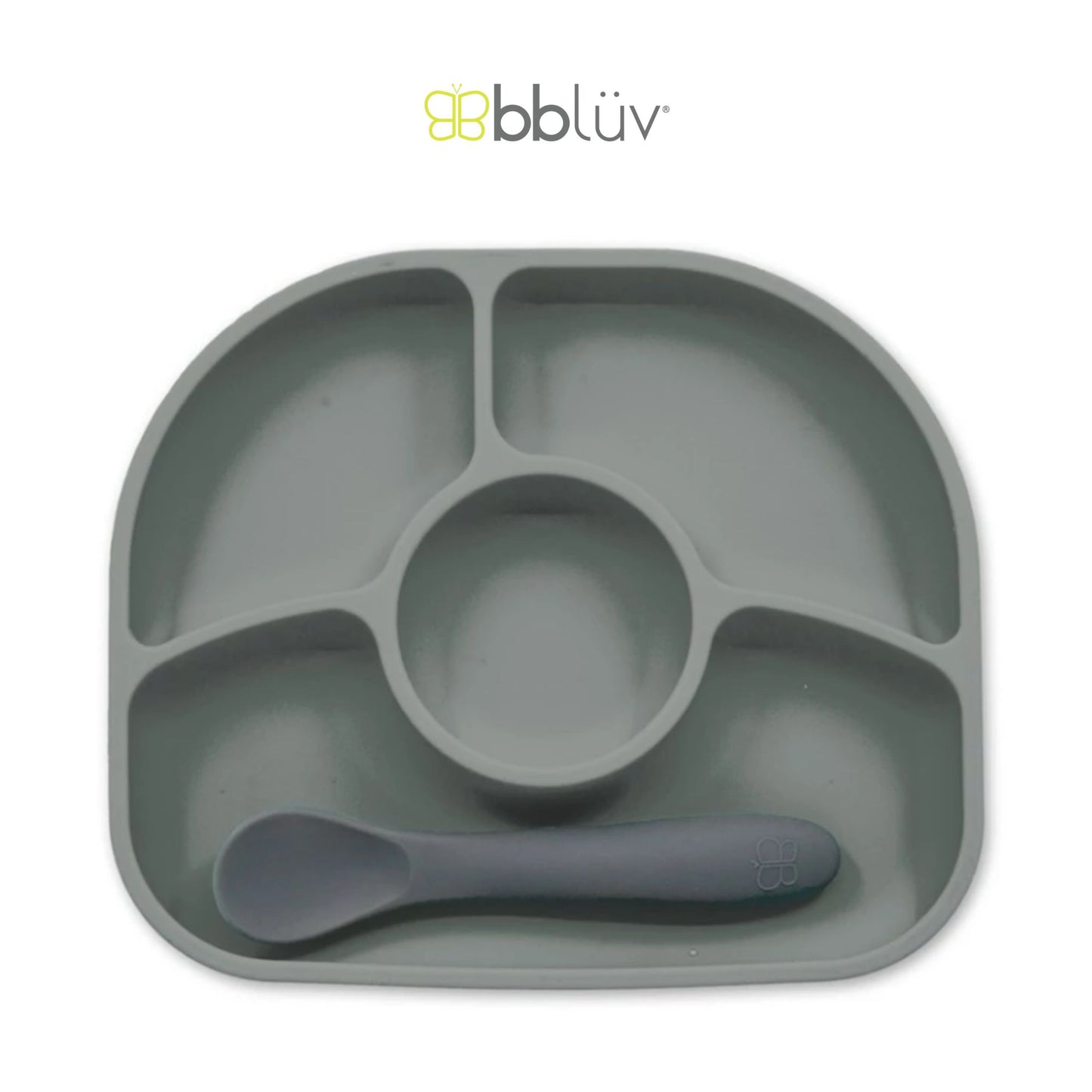 Bbluv Yumi Silicone Plate & Spoon Set - Perlengkapan Makan Anak Praktis dan Anti Tumpah