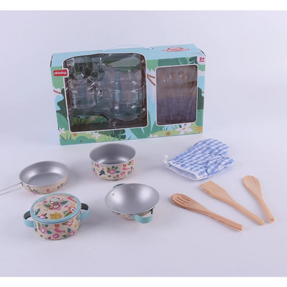 Okiedog Dinosaur & Pink Flower Square Pan Kitchen Set - Mainan Masakan Anak Motif Bunga & Dinosaurus