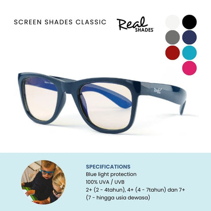 Real Shades Screen Shades Classic - Kacamata Anti Radiasi Layar Hp TV Pc Untuk Anak Dan Dewasa