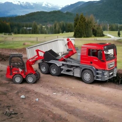 Bruder 3767 MAN TGS Truck with Roll-off Container and Schäffer - Mainan Miniatur Truk Kontainer Pengangkut Mobil