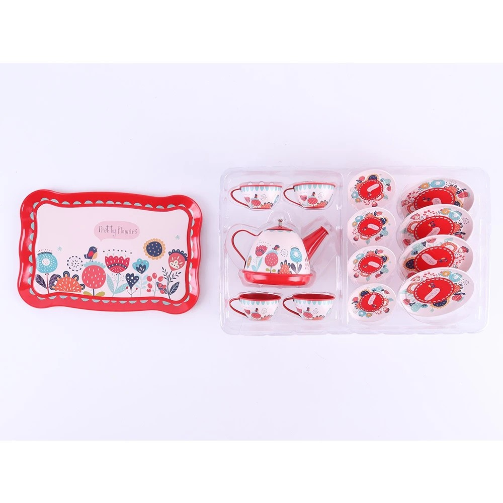 Okiedog Red Flower Chinese Tea Pot - Set Mainan Cangkir Teh untuk Anak SNI