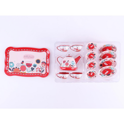 Okiedog Red Flower Chinese Tea Pot - Set Mainan Cangkir Teh untuk Anak SNI