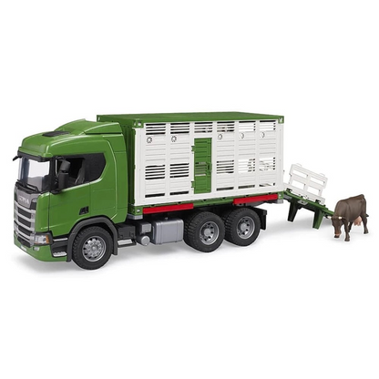 Bruder 3548 Scania Super 560R Cattle Transportation Truck with 1 Cattle - Mainan Miniatur Truk Angkut Hewan