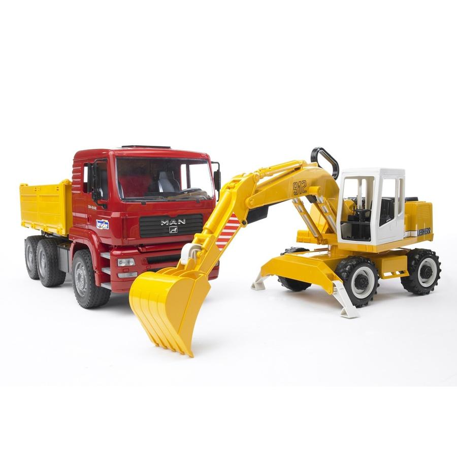 Bruder 2751 MAN TGA Construction Truck and Liebherr Excavator - Mainan Miniatur Truk Beko