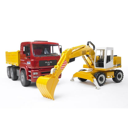 Bruder 2751 MAN TGA Construction Truck and Liebherr Excavator - Mainan Miniatur Truk Beko