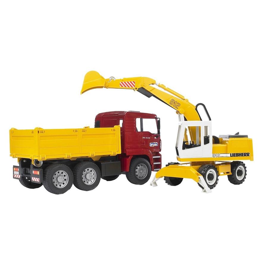 Bruder 2751 MAN TGA Construction Truck and Liebherr Excavator - Mainan Miniatur Truk Beko
