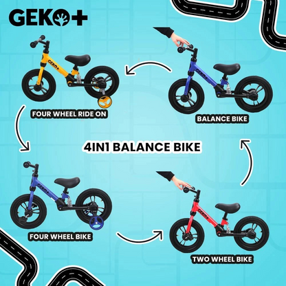 Geko Plus 4in1 Kids Balance Bike 12"