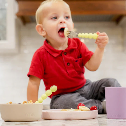 Melii Baby Silicone Caterpillar Spoon & Fork Set sendok&garpu anak