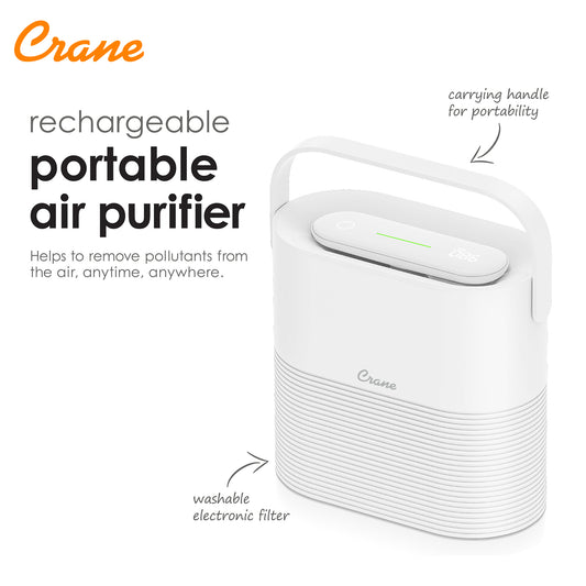 Crane Rechargeable Portable Air Purifier with Electronic Filter - Pembersih udara