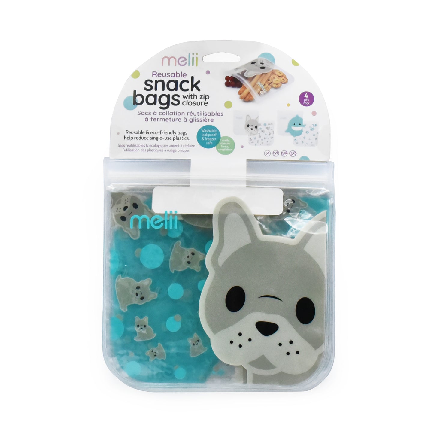 Melii Baby EVA Reusable Snack Bags 4 pc - Kantong makanan klip / zipper / ziplock