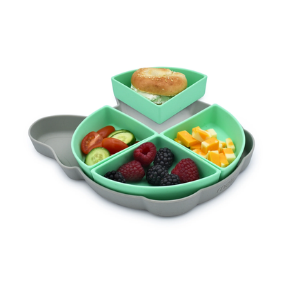 Melii Baby Silicone Plate With Dividers - Piring silikon anak anti geser dan tumpah