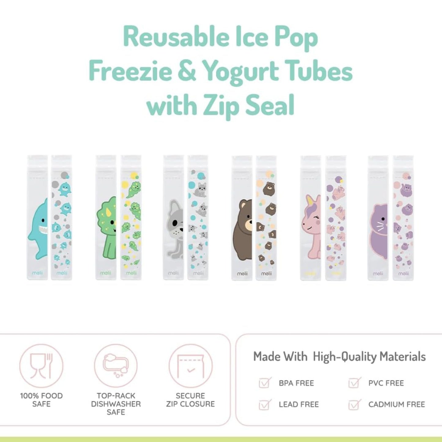 Melii Baby Reusable Ice Pop Freezie Bag - Plastik Es Krim Reusable / Plastik Ice Cream Premium