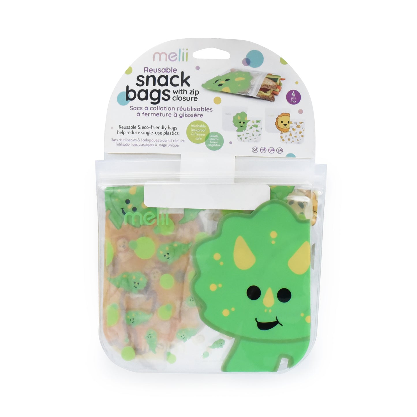 Melii Baby EVA Reusable Snack Bags 4 pc - Kantong makanan klip / zipper / ziplock