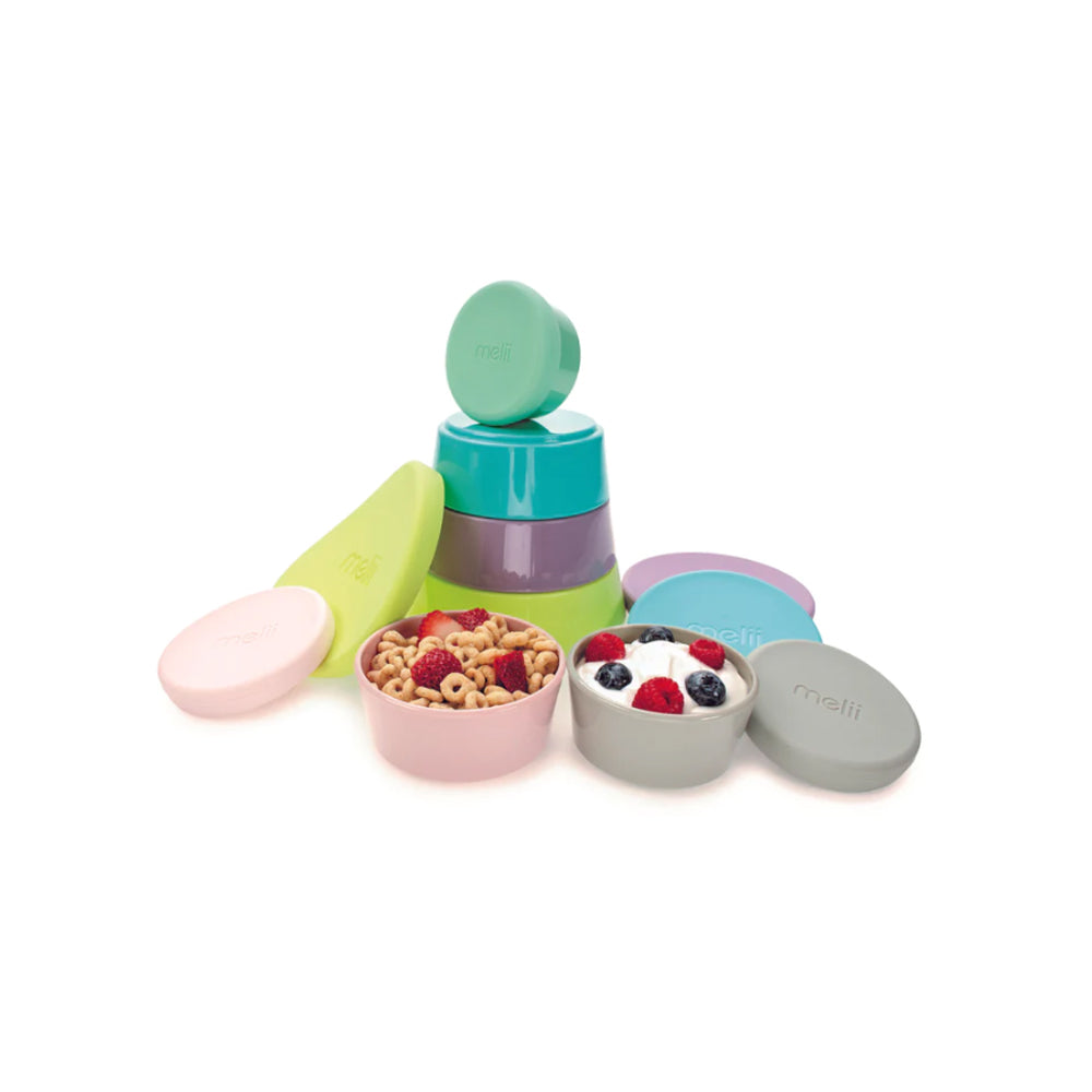 Melii Baby Stacking & Nesting Containers with Silicone Lids - 12 pieces mangkuk silikon anak