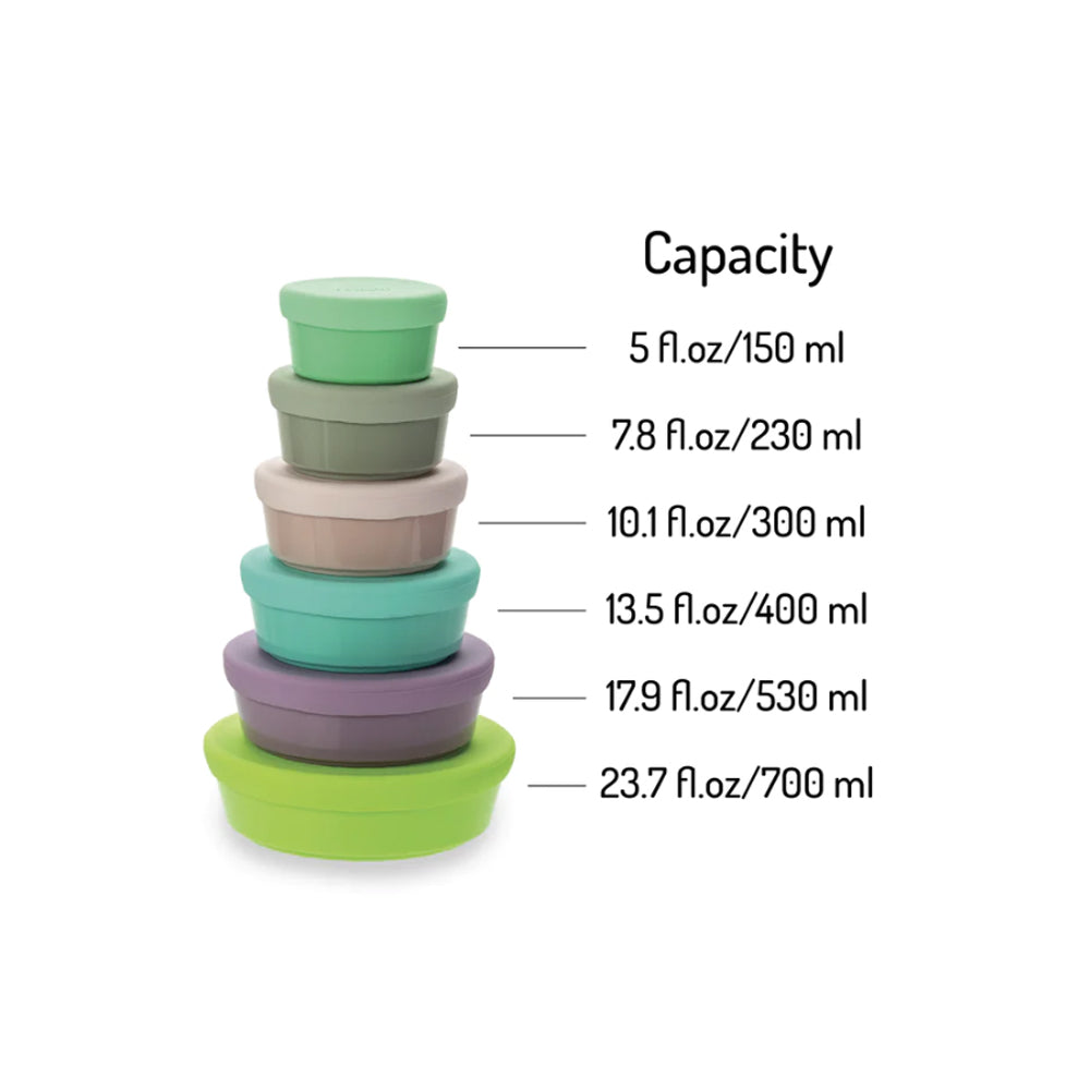 Melii Baby Stacking & Nesting Containers with Silicone Lids - 12 pieces mangkuk silikon anak