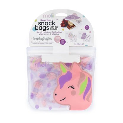 Melii Baby EVA Reusable Snack Bags 4 pc - Kantong makanan klip / zipper / ziplock