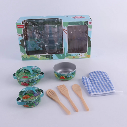 Okiedog Dinosaur & Pink Flower Square Pan Kitchen Set - Mainan Masakan Anak Motif Bunga & Dinosaurus