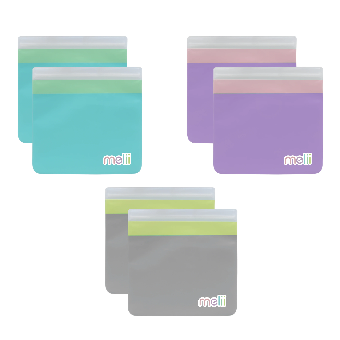 Melii Baby EVA Reusable Snack Bags 4 pc - Kantong makanan klip / zipper / ziplock