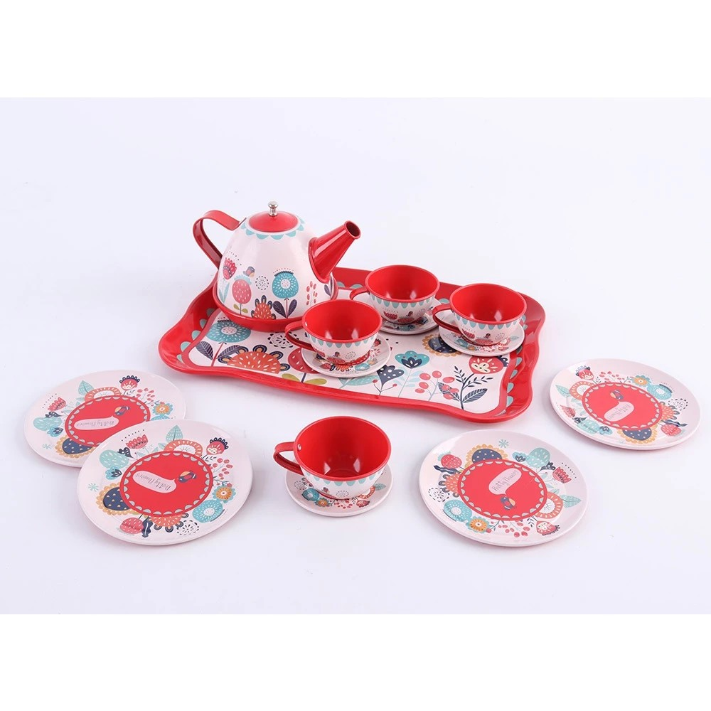 Okiedog Red Flower Chinese Tea Pot - Set Mainan Cangkir Teh untuk Anak SNI