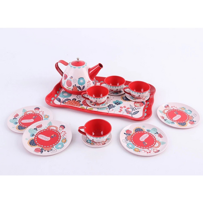 Okiedog Red Flower Chinese Tea Pot - Set Mainan Cangkir Teh untuk Anak SNI