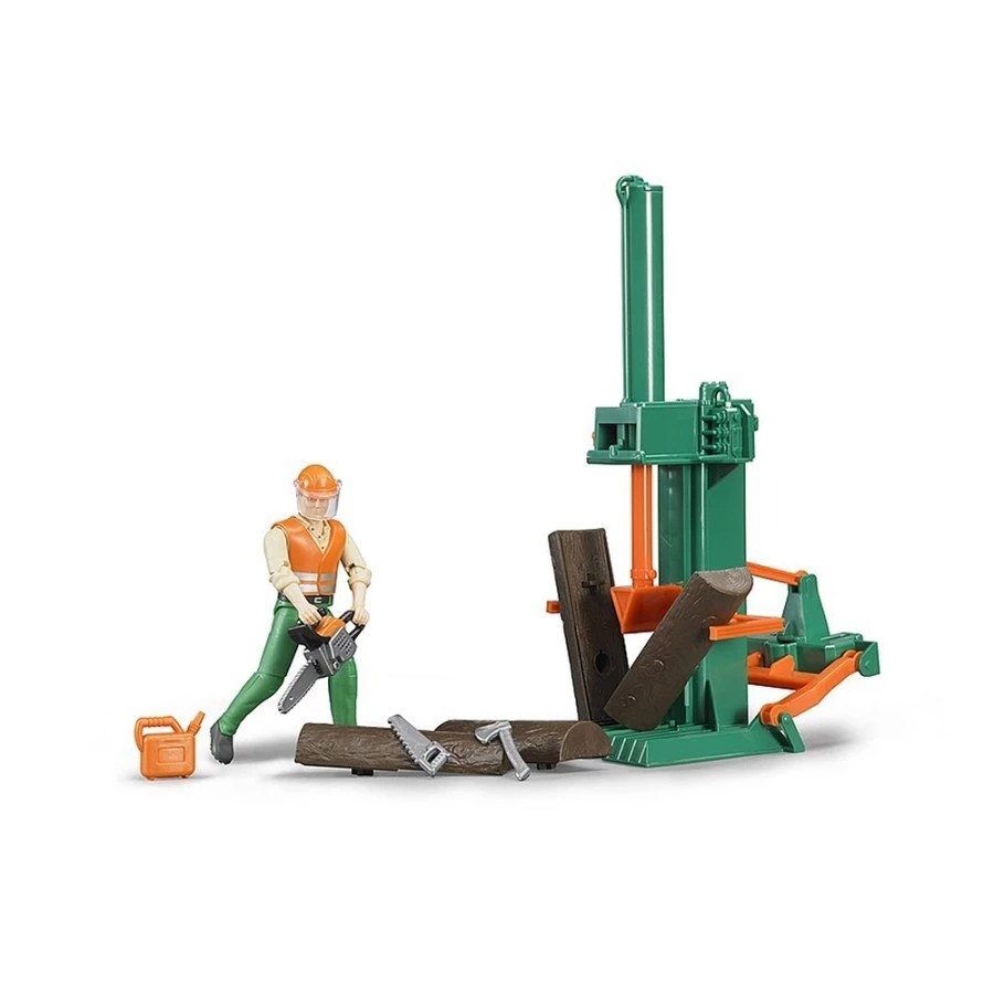 Bruder 62650 Bworld Forestry with Accessories - Mainan Miniatur Figur Pekerja Hutan
