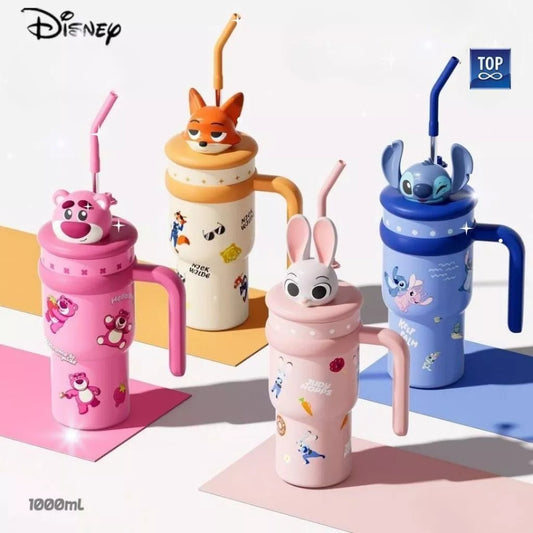 Disney Characters Water Bottle 3D w/ Straw 700mL