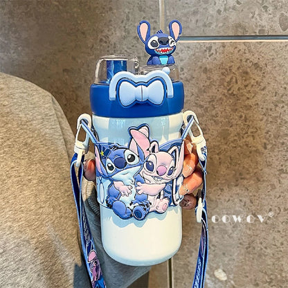 Disney Stitch & Angel Water Bottle 3D with Strap 600mL