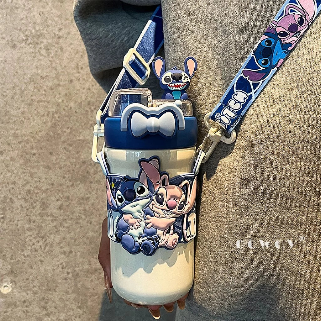 Disney Stitch & Angel Water Bottle 3D with Strap 600mL