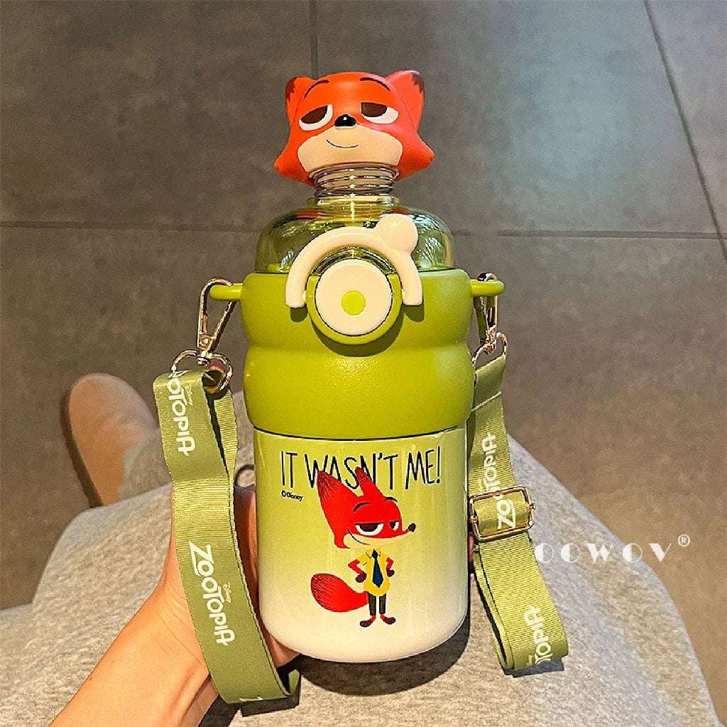 Disney Zootopia Water Bottle 3D Stainless Steel With Straw 700mL