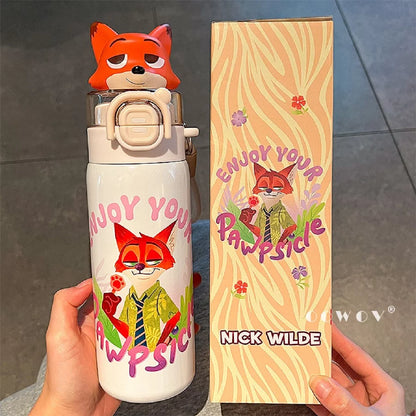 Disney Zootopia Stainless Steel Water Bottle 3D 560ML with Strap
